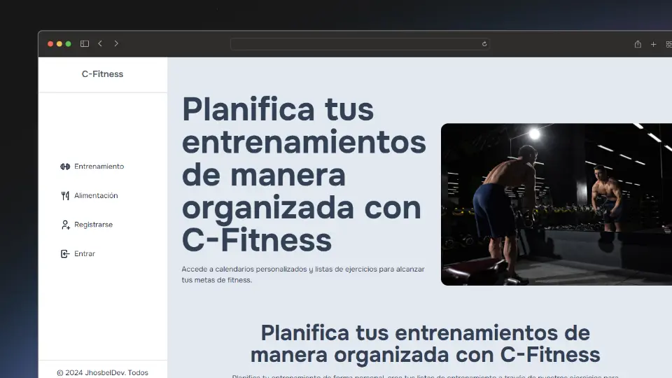 Captura de pantalla del proyecto C-Fitness